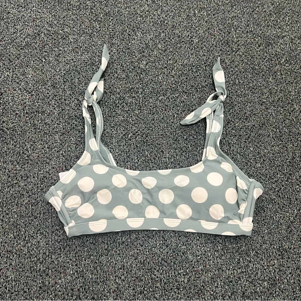TARGET Green & White Polka Dot Bow Tie Shoulder Retro Bikini Top Removable Cup L - Picture 4 of 16